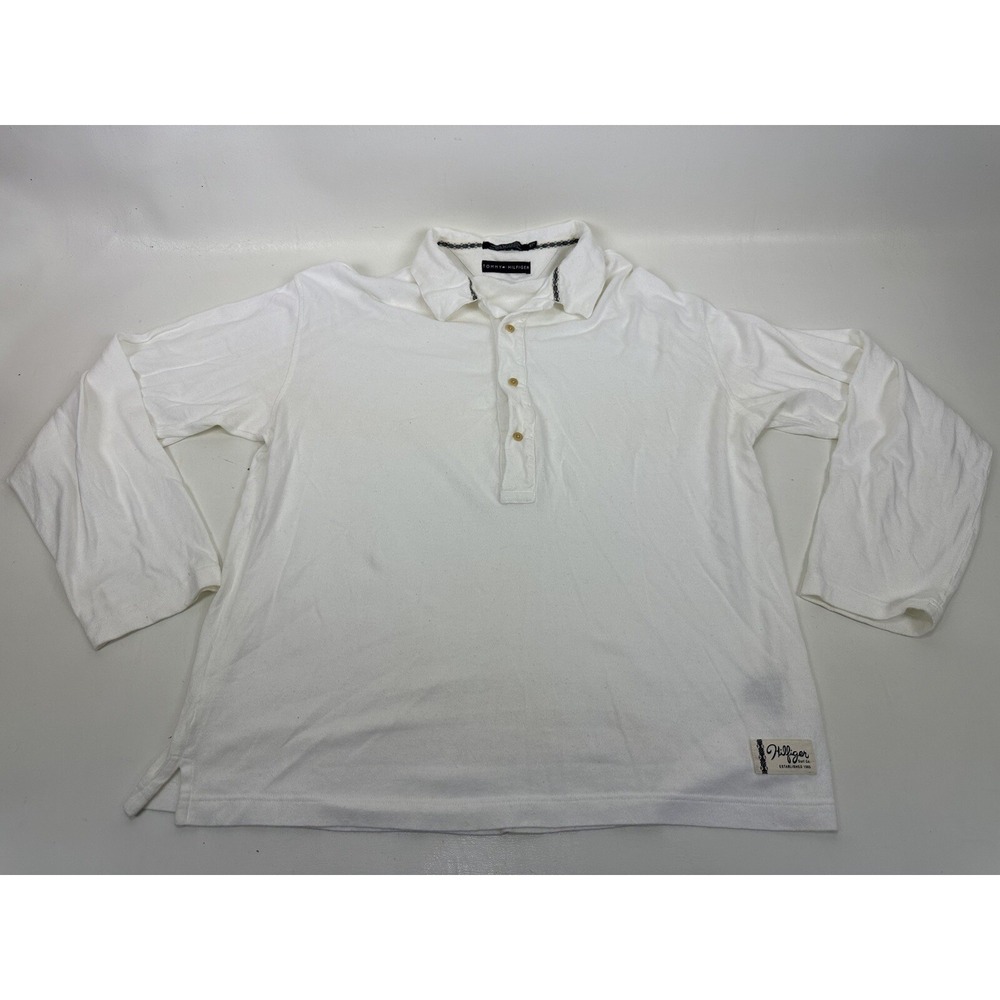 TOMMY HILFIGER Pullover Long Sleeve Shirt XXL 2XL White‎ Vintage